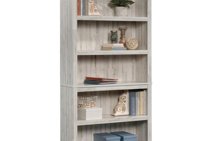 Store it or display it. Create a designated space in your home for all your things without having to sacrifice on the style that you love with this 5-shelf bookcase from the Sauder Select collection. This living room bookcase features five large shelves that provides you with an endless amount of space to store a variety of items like your collection of gardening magazines