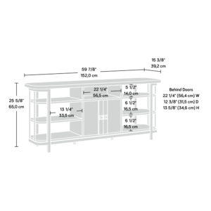 making it the perfect spot to gather around with friends to watch the big game or play hours of video games. No need to worry about lack of space—this TV credenza with storage features six open shelves along with a single cubbyhole storage area. These shelves are ideal for storing and displaying a variety of items like your favorite books