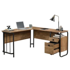 Find the motivation to tackle all your big projects when you add the rustic-inspired style and functional design of the L-shaped desk from the Station House® collection. This home office desk offers a spacious top surface with ample room for your office essentials like notepads