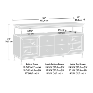 making it perfect for watching your favorite weekday show or having movie marathons with your friends. It features a large open shelf that includes built-in USB ports for easy charging of your electronic devices. Behind each of the framed