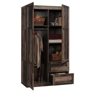 Need a place to store your abundance of stuff? Check out this practical and good-looking storage cabinet from the Sauder Select collection. This large wardrobe cabinet features a garment rod and a fixed shelf behind its full-length door for storage of jackets