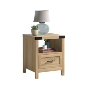 this wood side table from the Bridge Acre™ collection is a perfect fit. This end table with drawer offers a spacious