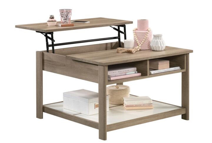 Out with the old style of coffee tables. In with innovative design and LOTS of storage space. The lift-top coffee table from the Anda Norr® collection brings everything you need to the table. This wood coffee table features a split top that lifts up and forward to create a versatile surface for activities like working from home