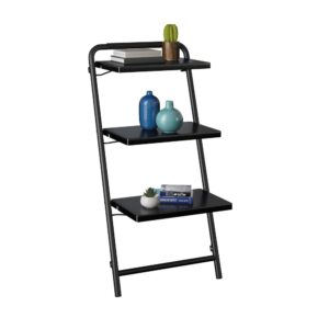 this tier leaning bookshelf from the Sauder Select collection is your answer. The shelves of this 3-tier leaning shelf fold flat for flexible display