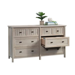 Never run out of bedroom storage space again! Create versatile storage while adding beautiful style to your bedroom with this dresser from the Costa collection. This bedroom dresser features six large drawers that open and close on smooth metal runners and safety stops to create an easy access spot to stow away items like stacks of jeans