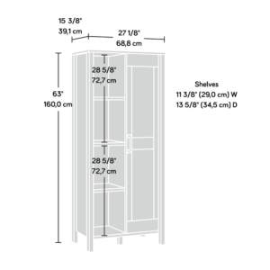 meet the storage cabinet from the Sauder Select collection. This sliding door storage cabinet features 5 fixed shelves and 1 adjustable shelves to accommodate even the most difficult items to store. Customize your storage cabinet with door to display or store books