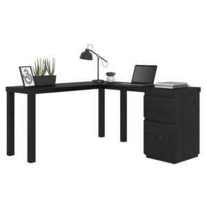 look no further than the L-shaped desk from the Northcott® collection. This L-shaped computer desk features a durable 2" thick top with enough space for your laptop