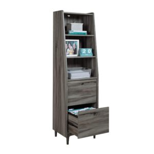 Storage with limited space in mind. Add style while considering the space in your home with this narrow bookcase from the Harvey Park® collection. This 3-shelf narrow bookcase features two fixed shelves to store and display books