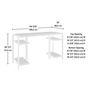 1" thick top and shelves. Its spacious top surface provides you with room for all your desk essentials like your laptop