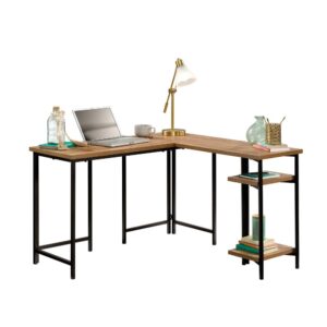 Looking to update your home office space? We can help! Create the home office of your dreams when you add the industrial-inspired style and functional design of this modern L-shaped desk from the North Avenue® collection. This metal and wood desk offers a spacious top surface that provides you with all the room you need for different items like your laptop