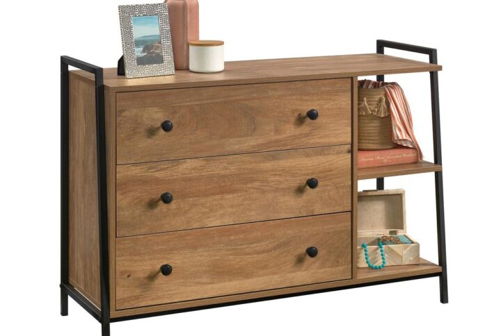 Lack of storage is a thing of the past! Create the storage options your bedroom needs while adding a touch of the industrial-inspired style that you love with this 3 drawer dresser from the North Avenue® collection. This 3 drawer chest features three spacious drawers that open and close on smooth metal runners and include safety stops. These large drawers are perfect for stowing away different items like blouses