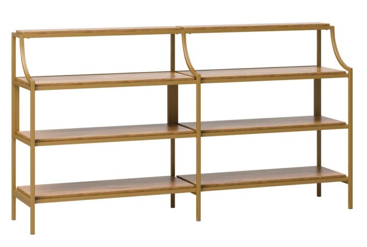 Is your home décor beginning to feel a little outdated? We can fix that. Give your home a refined new look when you add the opulent but modern design of this metal frame console table from the International Lux® collection. This modern console table features open shelving that includes three large shelves and one narrow top shelf for adaptable storage and display of an array of different items like decorative plants