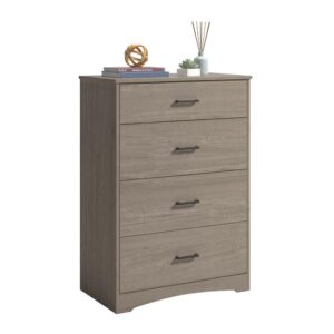 deep bottom drawers for bulkier items. The Beginnings® 4 drawer dresser offers all its drawers on an easy glide track for efficient and safe use. This wood chest of drawers is perfect to store your winter sweaters or extra blankets while also being the perfect addition to any kids' room for extra toy storage. Its spacious top surface also provides you with the perfect amount of space to store additional bedroom items and display a little home décor like an accent lamp