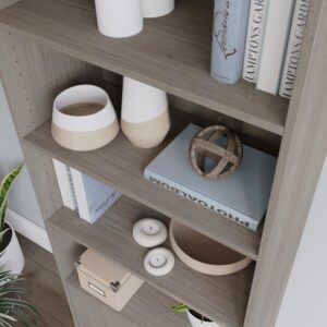 but you want some of that storage to be behind closed doors. With this 5-shelf bookcase from the Beginnings® collection