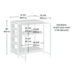 stain and scratch-resistant. This counter height table is the perfect place to sharpen your cooking skills! This kitchen island with storage features three adjustable shelves to accommodate a variety of kitchen items like spices