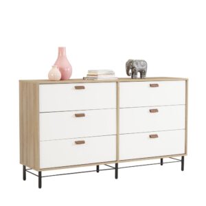 Bring a chic modern look to your bedroom with this 6-drawer dresser from the Anda Norr® collection. This bedroom dresser features six large drawers that open and close on smooth metal runners with safety stops for easy access storage of a variety of different items like stacks of denim jeans