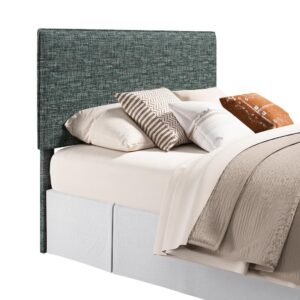 The Harvey Park upholstered queen headboard enhances any bedroom it is in. The deep sage fabric that encapsulates the simple but stylish queen fabric headboard creates a sense of serenity and relaxation. This queen size headboard is on trend while remaining durable with a polyester upholstery. Designed to fit nearly any queen-size bedframe