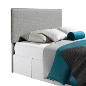 Dress up your queen size bed with a soft but stylish upholstered queen headboard. Made of a light gray durable polyester