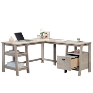 Need a little motivation to get you going on your big work projects? A revamped office space should do the trick! Update your home office with the charming style and design of this L-shaped desk from the Trestle® collection. This trestle desk offers a spacious top surface that provides you with room for everything you need like your laptop