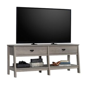 Having trouble finding a stylish credenza large enough to fit your TV? Not anymore! This TV credenza from the Trestle® collection accommodates up to a 60" TV weighing 70 lbs. or less. This TV stand with drawers will make your home the go-to spot for friends and family to watch the big game