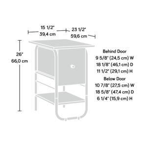 and much more. This shaker style side table features a hidden storage area behind the flip-down door