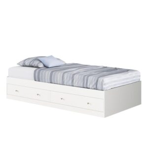 the twin mate's bed from the Cottage Road® collection is the answer. This twin bed with drawers accommodates a twin size mattress