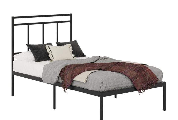 Is the kid's bedroom or the spare bedroom beginning to look a little outdated? We can fix that! Give your tired bedroom the update it deserves by adding a trendy twin platform bed with headboard. The solid design and trendy good looks of this twin metal platform bed fit perfectly with other pieces in the Cannery Bridge collection. A twin platform bed frame with headboard provides a complete solution for the bedroom. Simply add a twin-sized mattress for a finished look for the kid's bedroom or down the hallway in the guest room. This twin platform bed features a durable