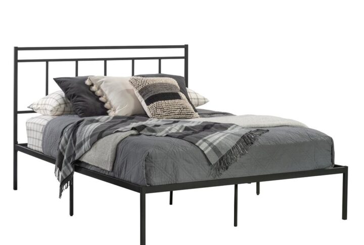 Is your master bedroom or maybe the spare bedroom beginning to look a little outdated? We can help! Give your sleepy bedroom the update it deserves by adding a trendy queen platform bed with headboard. The solid design and trendy good looks of this queen metal platform bed fit perfectly with other pieces in the Cannery Bridge collection. A queen platform bed frame with headboard provides a complete solution for the bedroom. Simply add a queen-sized mattress for a finished look for the master bedroom or down the hallway in the guest room. This queen platform bed features a durable