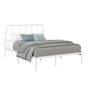 Does the master bedroom or the spare bedroom need a refresh? This metal platform bed frame with headboard might be a great place to start. Give your worn-out bedroom the update it deserves by adding a trendy queen platform bed with headboard. The unique design