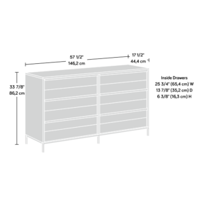 imagine what you want to look at every morning when you open your eyes. Begin every day with the modern minimalist look of the 6 drawer dresser from the Boulevard Café collection. This bedroom dresser features six large drawers with metal runners and safety stops