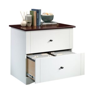 we've got just what you're looking for. Create the storage options you need while adding the style you want with this lateral file from the Sauder Select collection. The spacious top surface of this white file cabinet makes a great place to store and display a variety of different items like an accent lamp