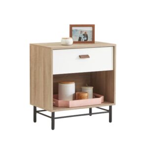 Create a place to store all your bedside needs while adding beautiful design and good looks to your bedroom with this single drawer nightstand from the Anda Norr® collection. This nightstand with open storage offers a spacious top surface that provides you with room for bedside items like an accent lamp