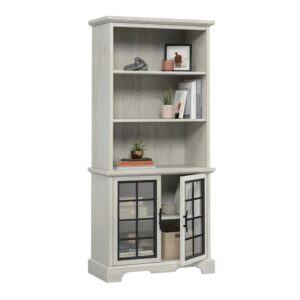 Add stylish storage where you need it with the classic look and versatile design of this bookcase with doors from the Carolina Grove™ collection. This display bookcase features a strong and lightweight 1" panel top construction. Three open shelves conveniently store items like work binders