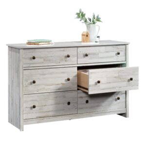 Add stunning style and versatile storage with this dresser from the River Ranch® collection. This 6-drawer dresser features drawers with metal runners and safety stops for ease of use. The four lower drawers of this rustic dresser are extra deep