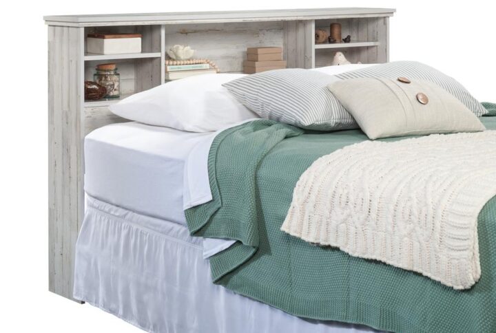 A headboard that works as hard as you do. This full/queen headboard from the River Ranch® collection blends in with your modern farmhouse décor while making a big statement in your bedroom. This queen bookcase headboard attaches to a full or queen size bed frame