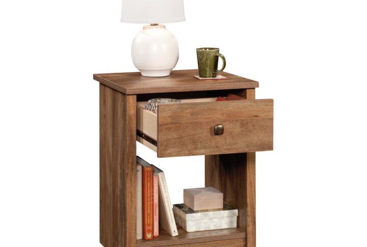 Upgrade your bedside storage with this nightstand from the River Ranch® collection. This nightstand with open storage features a drawer with metal runners and safety stops for your bedtime essentials—a glass of water