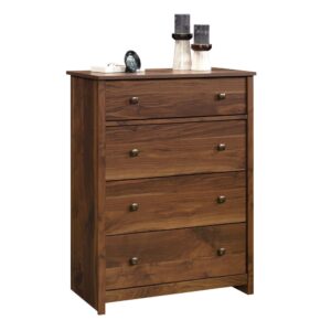 Is your abundance of clothes and accessories beginning to get a little overwhelming? We can fix that! Add some much-needed storage space to your bedroom while adding the charming style and design of this 4-drawer chest from the River Ranch® collection. This 4-drawer dresser features four spacious drawers - one smaller top drawer and three larger lower drawers. These four drawers with metal runners and safety stops are ideal for convenient storage of all your favorite wardrobe options like stacks of slacks and your favorite blouses to your collection of t-shirts and comfy sweatpants. This bedroom dresser also offers a spacious top surface that provides you with the perfect amount of space to store additional bedroom items and display home décor like an accent lamp