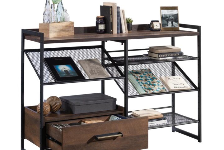 A unique bookcase for your unique needs. This bookcase with drawer from the Briarbrook collection is the distinctive element your home has been missing. This bookcase with storage features a drawer with metal runners and safety stops that can hold a variety of items: office supplies