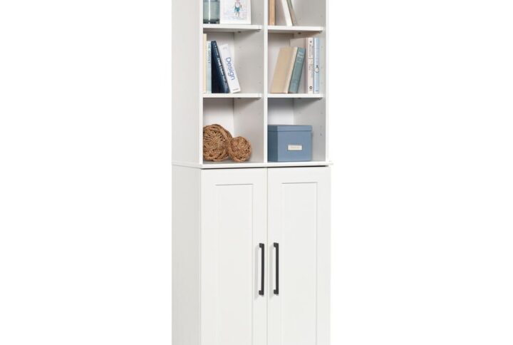 Configurable shelving to fit your specific storage needs. This 2-door storage cabinet from the HomePlus collection allows for a customizable design—allowing you to position the framed panel doors on either the top or bottom