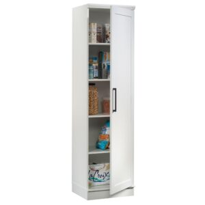 Looking for a solution to help organize your clutter and chaos? We've got just what you need. Find a place for all your things without having to sacrifice on sleek design with this storage cabinet from the HomePlus collection. Behind the large door of this kitchen storage cabinet is a hidden storage area that includes three adjustable shelves and one fixed shelf for customizable storage options. The shelves of this one door storage cabinet are ideal for a variety of different things like work binders