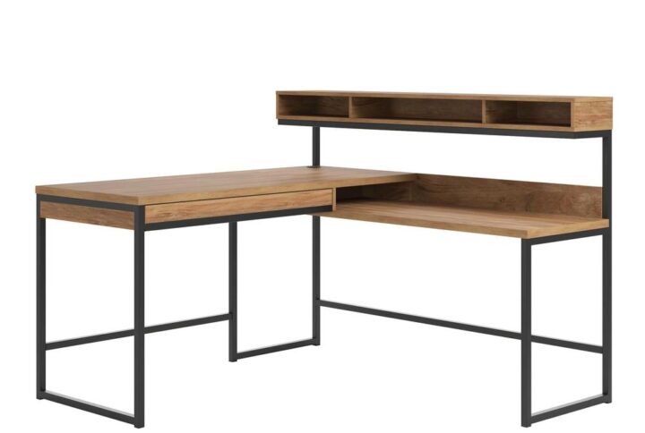 Bring style and expansive surface space into your home office with the L-shaped desk from the Manhattan Gate® collection. The top of this modern L-shaped desk features strong and lightweight 1" panel construction