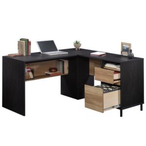 Your home office deserves to be stylish too! Update the look of your workspace with the mixed finish style and design of this L-shaped desk from the Acadia Way® collection. This modern L-shaped desk offers a spacious work surface that provides room for all your office must-haves like your laptop