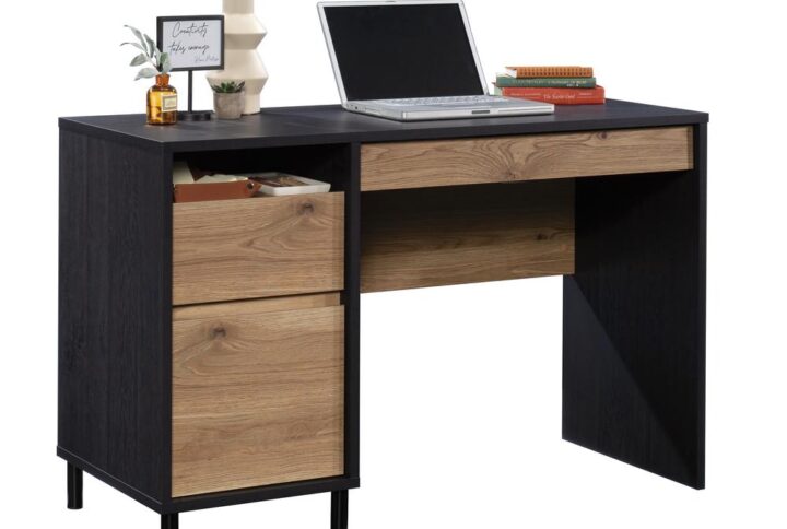 Your home workspace should be just as stylish as the rest of your home. Give your home office the upgrade it deserves with this computer desk with shelving from the Acadia Way® collection. This home office desk offers a spacious top surface that provides you with room for all your desk essentials like your laptop