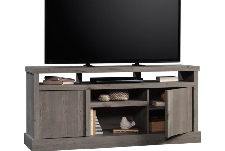 Add this credenza from the Cannery Bridge® collection to any room for an instant makeover. This TV stand with cubbies features strong and light weight 1 ¾" panel construction—ensuring it is easy to rearrange when needed. This TV credenza with doors can accommodate up to a 65" TV weighing 70 lbs. or less. Three large