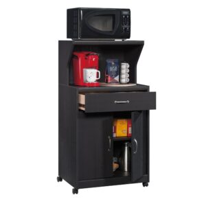 Bring sleek additional storage space to your kitchen or pantry with the microwave kitchen cart from the Sauder Select collection. This kitchen cart with microwave shelf features a dedicated area for your microwave oven to avoid unnecessary kitchen clutter. This kitchen cart microwave stand also has a top shelf for your coffee station—mugs