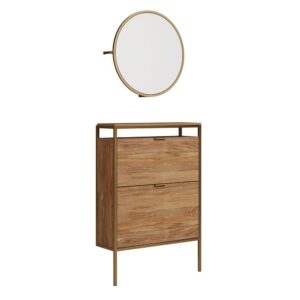 An organized entryway makes for a happy place. Use this shoe cabinet with mirror to get your entryway neat and tidy without sacrificing the style you love. This two-piece solution includes a wall-mounted shoe storage cabinet and mirror from the International Lux® collection to save floor space while providing hidden organization. For foyer shoe storage