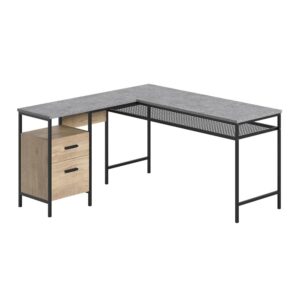 Find the motivation you need to tackle your big projects with the industrial elegant style and functional design of this L-shaped desk from the Market Commons® collection. This L-shaped computer desk offers a spacious top surface that provides room for office essentials like your computer