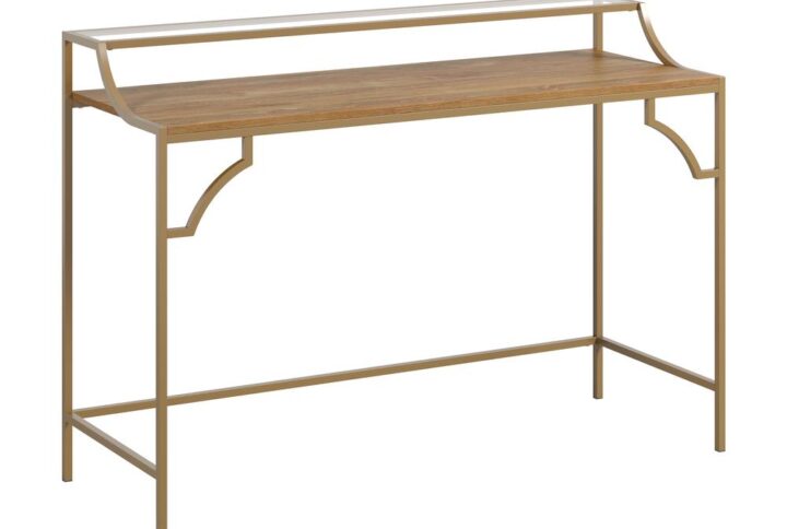 Elegance where you want a dash of it—in your home. The International Lux® writing desk offers ornate details and a sleek finish for a writing table for a variety of projects. The spacious work surface of this writing desk with storage can house your laptop