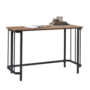 All aboard! This writing desk from the Station House collection offers industrial style and multifunctionality in one piece. The spacious work surface of this metal and wood writing desk holds your laptop