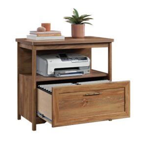 look no further!  This lateral filing cabinet from the Coral Cape® collection has both! This open shelf lateral file cabinet features a spacious drawer with full extension slides that holds letter